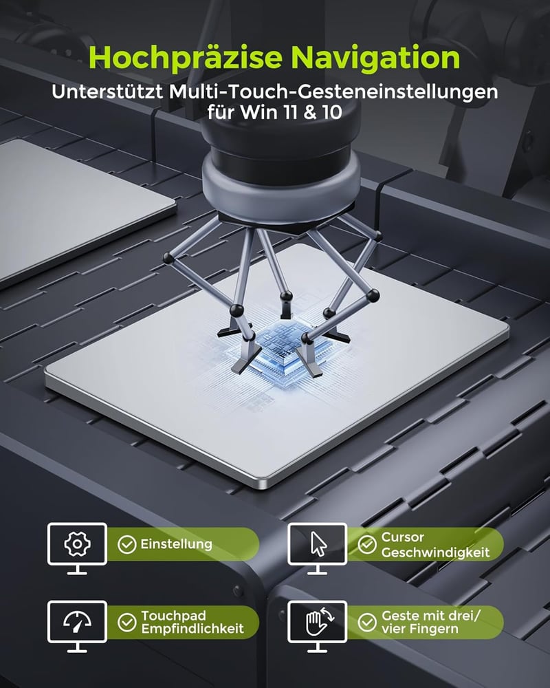 seenda Érintőpad PC-hez - Alumínium Külső Trackpad Multi-Touch Navigációval, Nagy Pontosságú Vezetékes Touchpad Windows 11/10 Számítógépekhe