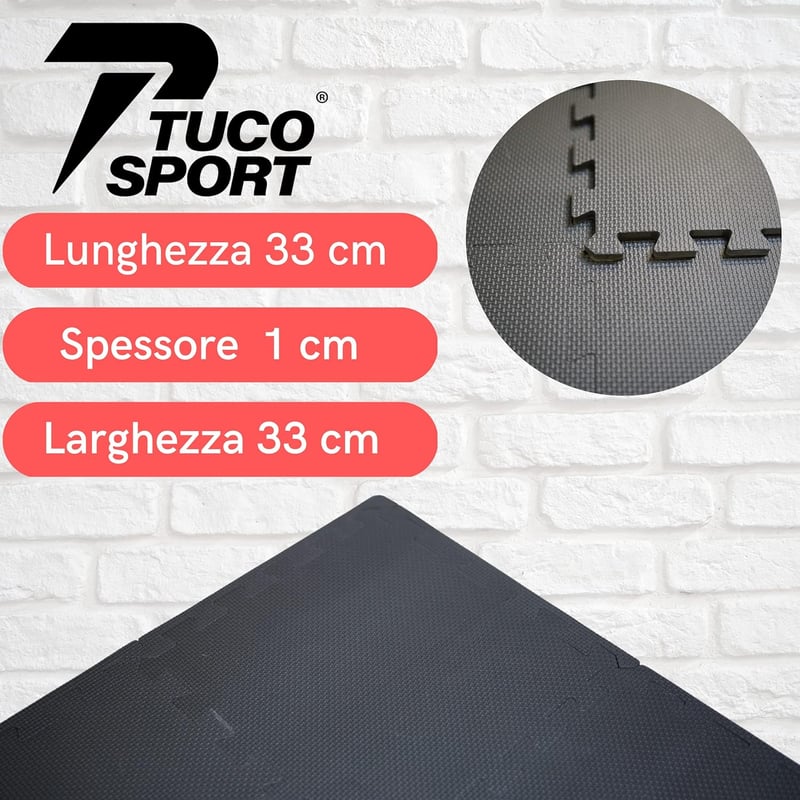 Tuco Sport 21 részes puzzle fitness szőnyeg - ütéscsillapító, csúszásmentes edzőszőnyeg edzőterembe, súlyzózáshoz