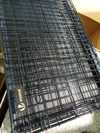 Skladacia kovová klietka pre psa VOUNOT s 2 uzamykateľnými dverami a vyberateľnou táckou, prepravná klietka, 92x58x64 cm, čierna 2