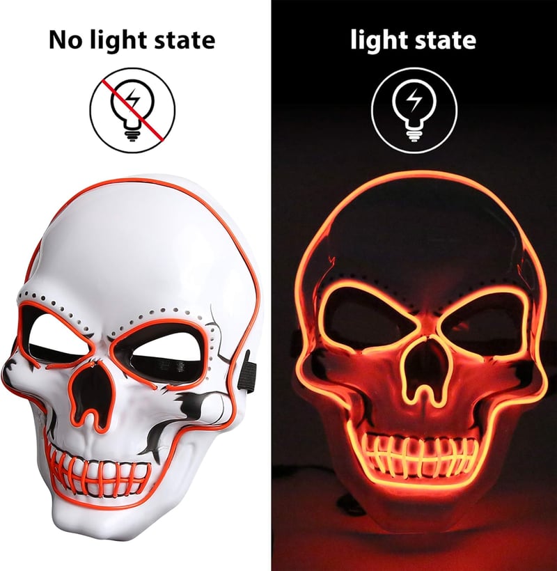 Molbory Piros LED Purge Maszk 3 Világítási Móddal Halloween Partikra