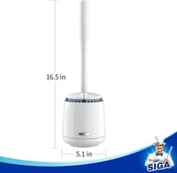 MR.SIGA Prémium WC Kefe Tartóval - Gyorsan Száradó, Hosszú Nyéllel, Fürdőszobai Toalett Tisztító Kefe, Fehér 4
