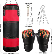 Odoland 7 az 1-ben Boxzsák Szett Gyerekeknek - 60 cm Boksz Zsák, 6 oz Kesztyű, Lánc, Karabiner, Védőszalagok - Kickbox, MMA, Harcművészet Ed 2