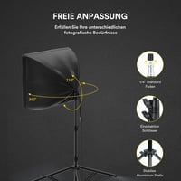 RaLeno Softbox Szett - 50x50cm Fotó Stúdió Világítás, 2db 50W LED Izzóval, 210° Forgatható, 200cm Állvánnyal, Hordtáskával - Fotózáshoz, Vid 9