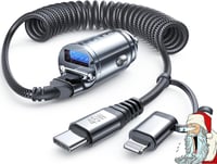 LISEN 90W-os USB szivargyújtó adapter autóba, iPhone és Samsung kompatibilis 1