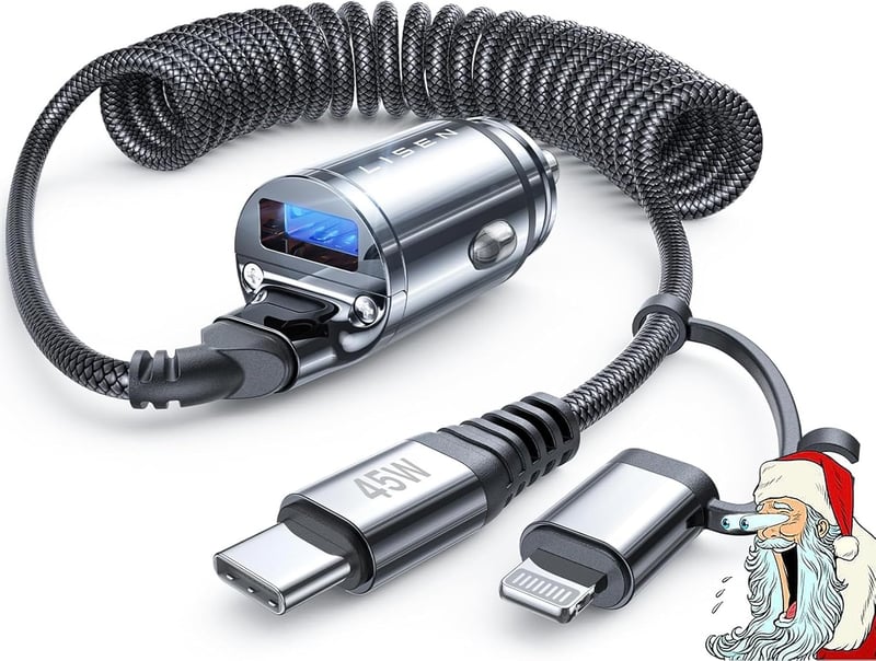 LISEN 90W-os USB szivargyújtó adapter autóba, iPhone és Samsung kompatibilis