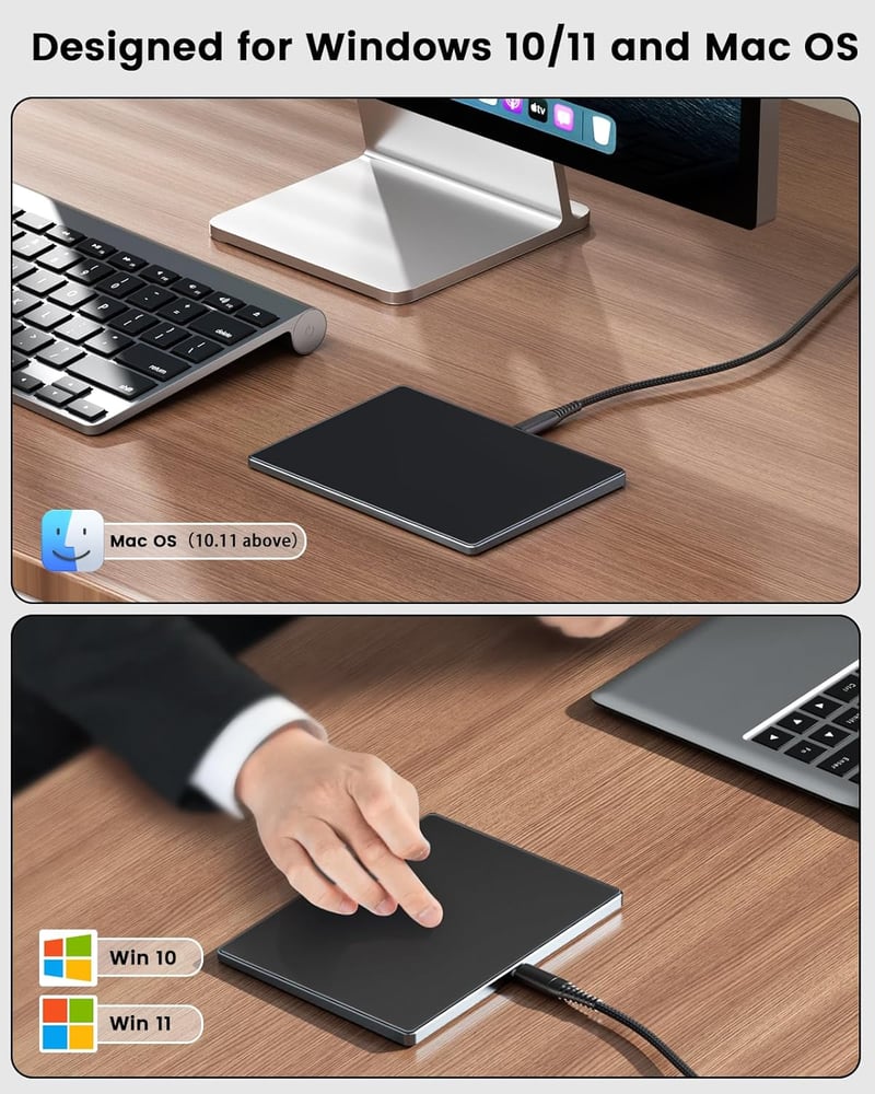 seenda Érintőpad Mac és Windows Rendszerekhez - Precíziós Fém Trackpad Multi-Touch Vezérléssel, Vezetékes Touchpad MacBook/PC/Laptop Eszközö
