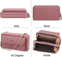 Yixuan női crossbody táska kék PU bőr dupla cipzárral és kártyatartóval 3