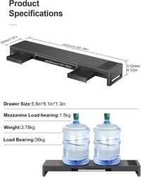 Meatanty 3 az 1-ben Dupla Monitor Állvány 2 Fiókkal, Vezeték Nélküli Töltővel és 4 USB Porttal - Fém Számítógép Tartó Adatátvitelhez 6