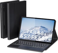 Doohoeek Bluetooth Billentyűzet Tok Samsung Galaxy Tab S8+ 12.4''/S7 FE 2021/S7+ 2020 Tablethez, 7 Színű Háttérvilágítással, Fekete - S8 Plus 1