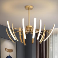 minifair 120W Arany Mennyezeti Csillár - Szabályozható Fényerejű Modern Függőlámpa Forgatható LED Testtel, 3000-6000K, Távirányítóval, Nappa 1