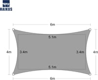 HAIKUS Napvitorla 4x6m - Vízálló, Krémszínű Poliészter Árnyékoló UV Védelemmel Erkélyre, Kertbe, Teraszra 5