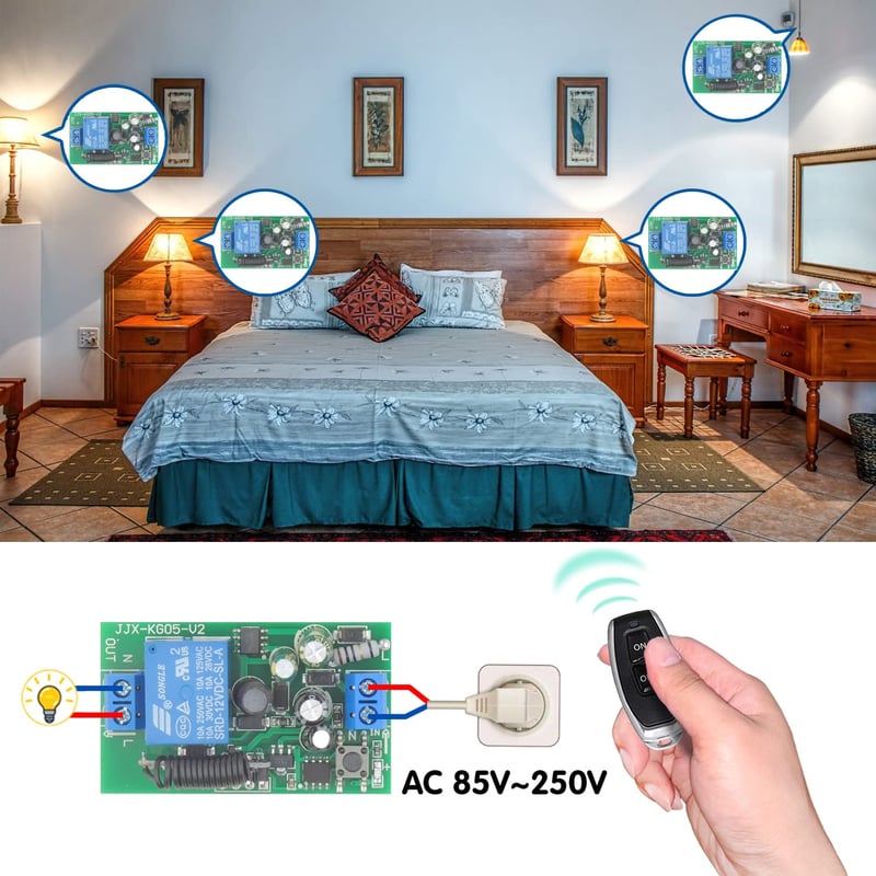 DieseRC 433MHz-es távirányítós rádiófrekvenciás relé kapcsoló, 220-240V, 1500W, 2 adóval