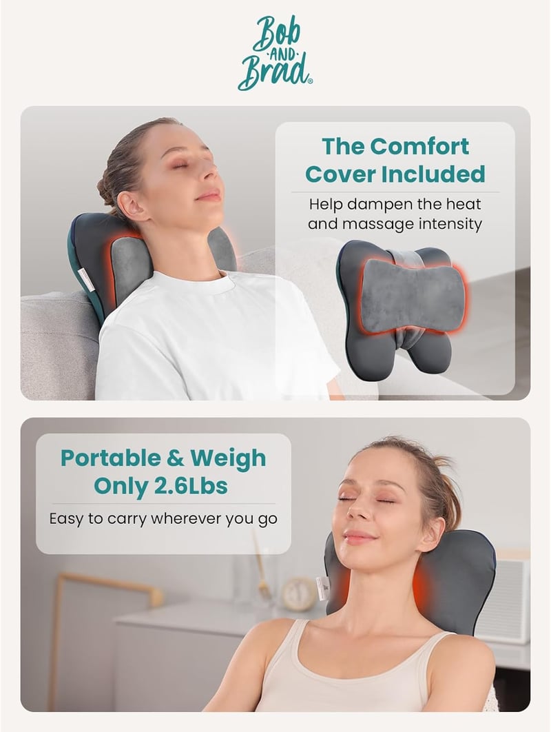 BOB AND BRAD EZBack Elektromos Hátmasszírozó Fűtéssel, Shiatsu 3D Gyúró Nyak Masszázsgép, Izomfájdalom Enyhítő Párna Hátra Nyakra Lábra