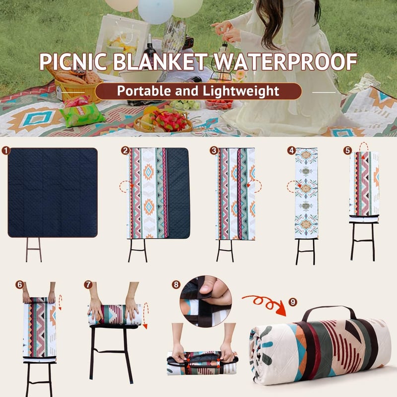 Larutan XXL Boho Strandpléd 200x200cm - Homokálló, Mosható Piknik Takaró Zöld