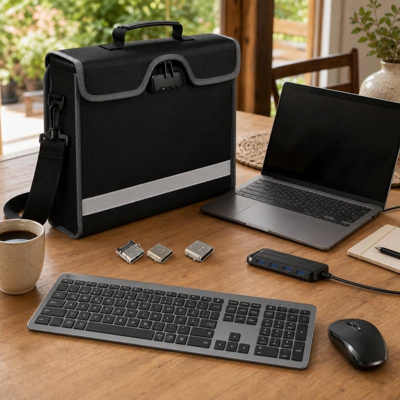 Pracovný balík pre notebook: 1x konektor + 1x taška + 1x set klávesnica/myš + 1x USB hub