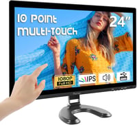 Prechen 24" Érintőképernyős Monitor, IPS FHD 1080P, 75Hz, HDMI/VGA/USB Csatlakozás, Beépített Hangszórók, Játékhoz és Üzleti Használatra 1