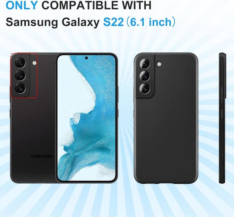 Samsung Galaxy S22 Ütésálló Fekete Szilikon Védőtok Ujjlenyomatmentes