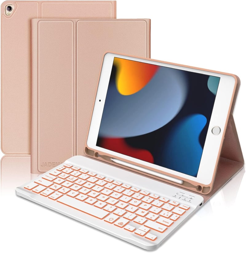 JADEMALL Levehető Bluetooth Billentyűzet Tok iPad 10.2" 9/8/7 Generációhoz - Háttérvilágítású AZERTY Billentyűzet, Rózsaszín

AI: I've creat