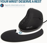 DeLUX M618XSU ergonomikus függőleges egér RGB fénnyel, csuklótámasszal, 4000 DPI 6