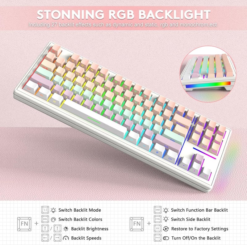 MAMBASNAKE Attack Shark TKL Vezeték Nélküli Mechanikus Gamer Billentyűzet, Hot-Swap Kapcsolók, RGB Háttérvilágítás, 4600mAh Akkumulátor, 3 C