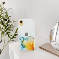 iPhone XR Művészi Márvány Mintás Ütésálló Tok - Fehér 8