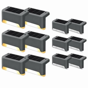 Set 10 Lămpi LED Solare de Exterior GIGALUMI - Iluminat Trepte, Lampă pentru Gard, Lampă Solară de Grădină Rezistentă la Apă pentru Balcon, Terasă, Curte, Gri