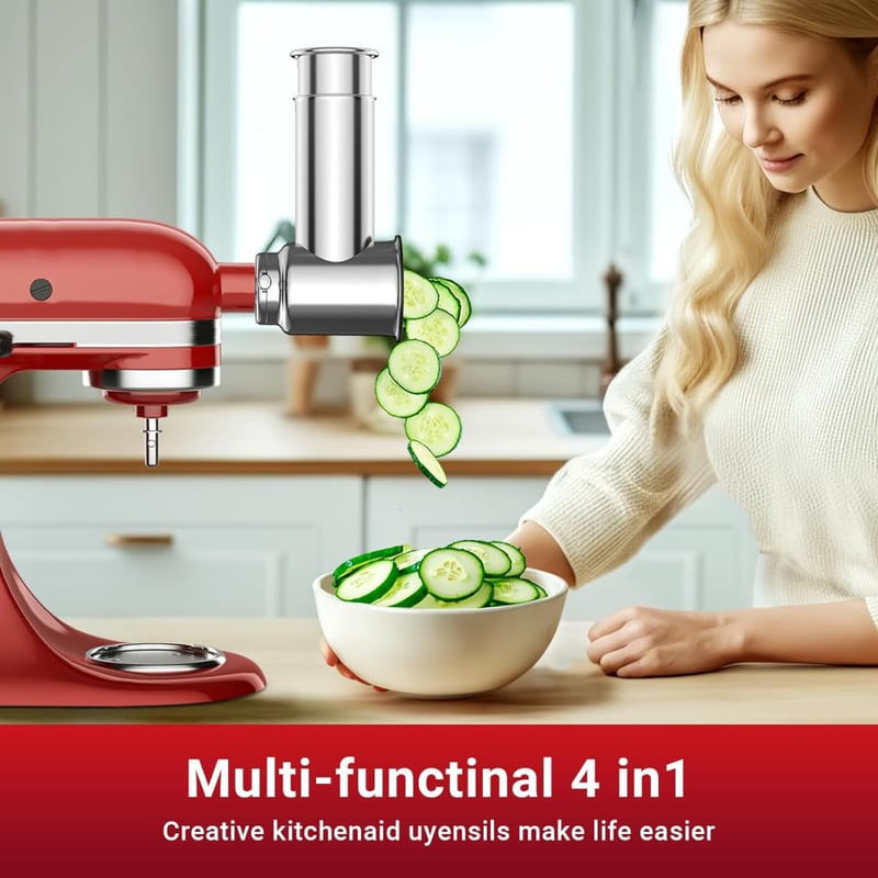 GVODE KitchenAid Mixer Szeletelő és Reszelő Adapter 4 Rozsdamentes Pengével