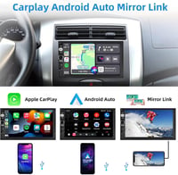 Podofo 2DIN Autórádió 7" Érintőképernyővel - CarPlay és Android Kompatibilis, Bluetooth, Tolatókamera, Kormányvezérlés, FM, USB, Színes Vilá 3
