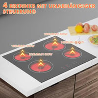 Karinear 60 cm-es üvegkerámia főzőlap 4 égővel, 6000 W, gyermekzár és időzítő 11