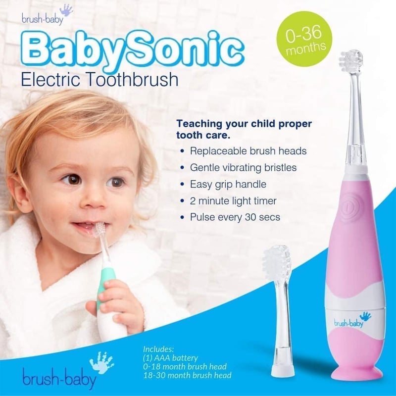 Bbush BabySonic LED-es elektromos fogkefe babáknak és kisgyermekeknek 0-3 éves korig - rózsaszín