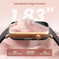 Ceas inteligent Elfofle 1.83" HD cu funcție de apelare, rezistent la apă IP67, măsurare SpO2, Negru-Auriu 3