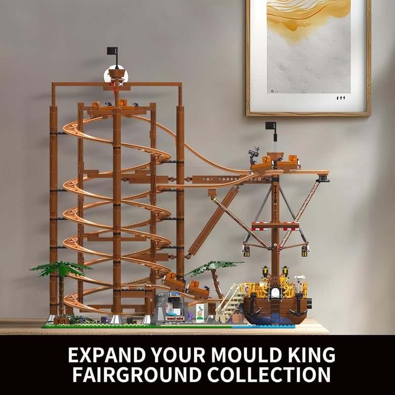 Mould King 11013 Vidámpark Építőkészlet - Hullámvasút és Kalózhajó Modell, 2174 Darabos Építőjáték Gyerekeknek és Felnőtteknek
