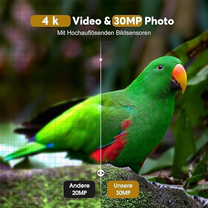 Wosports 4K 30MP Vadkamera Éjjellátó, Mozgásérzékelős, IP66 Vízálló