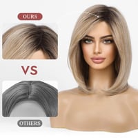 HAIRCUBE Rövid Egyenes Bob Paróka Frufruval - Hőálló Szintetikus Műhaj 3