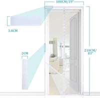 Apalus Prime Mágneses Szúnyogháló Ajtóra 100x210 cm - Átlátszó, Szakadásálló, Időjárásálló Rovarháló Erkélyajtóra Erős Mágnesekkel és 3,8 cm 3