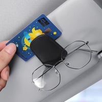 Mágneses Bőr Szemüveg- és Kártyatartó Autós Napellenzőhöz (Fekete) 5