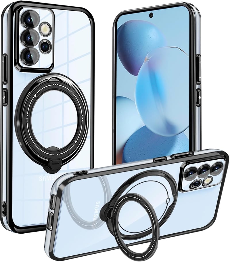 Samsung Galaxy A53 4G/5G mágneses átlátszó tok állvánnyal, vékony TPU szilikon védőtok