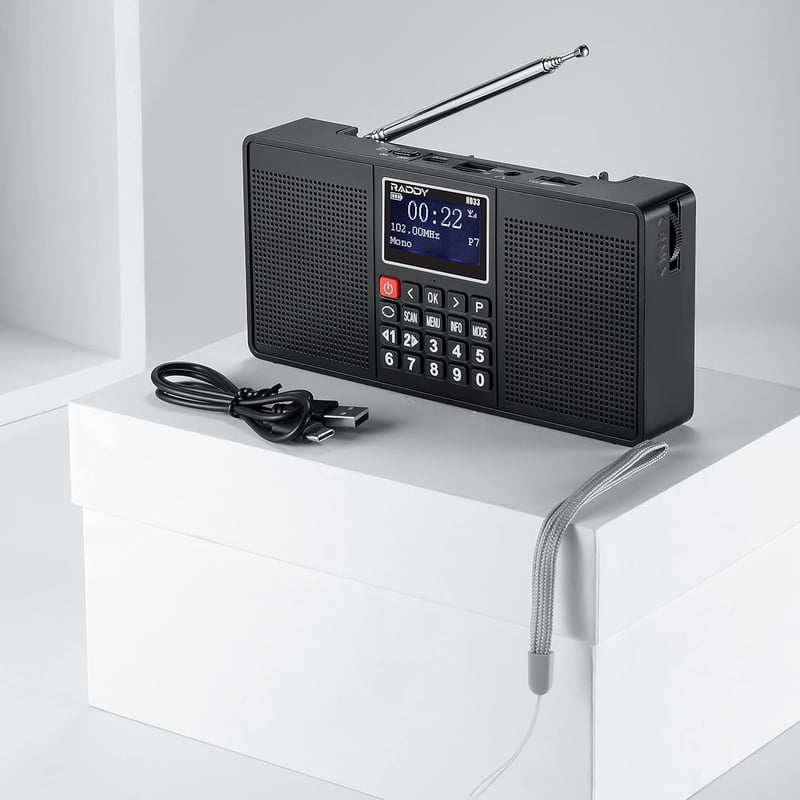 Raddy RD33 hordozható DAB/DAB+ digitális rádió, MP3 lejátszóval és Bluetooth-szal