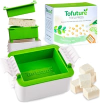 Tofuture Tofu Prés - Egyedi Stílusú Konyhai Eszköz Tofu Készítéshez, Fehér/Zöld, 400g Kapacitás, Műanyag 1