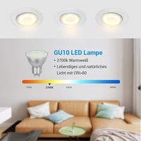 DEWENWILS GU10 LED Izzó, Meleg Fehér 2700K, Fényerőszabályozható, 5W 350LM, 50W Halogén Helyettesítő, 120° Szórási Szög, 6 db Csomag 6