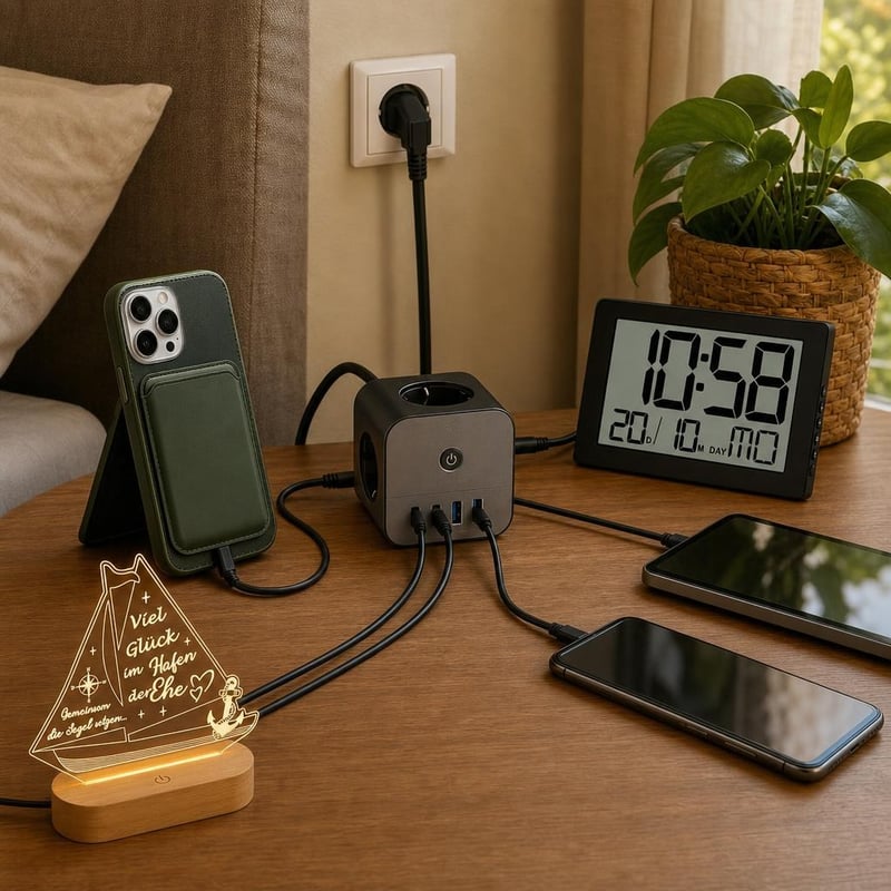 Jutro bez nereda: 2x kabel + USB-C punjač + MagSafe novčanik + LED lampa + digitalni sat