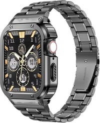 MioHHR Ütésálló fém szíj és tok Apple Watch 45mm-hez - Űrszürke, Series 8/7 férfi 1