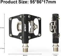 ANSJS 2 az 1-ben SPD Kerékpár Pedál - CNC Alumínium Csúszásmentes Klickpedál Szett BMX MTB Trekking Hegyi és Országúti Kerékpárokhoz, 9/16"  - Black 5