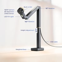 CZUR Fancy S Pro 4K USB Dokumentum Kamera és 12MP Webkamera LED Világítással, 60fps, Autofókusz, Távoktatáshoz, Élő Közvetítéshez, Windows é 2