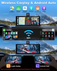 Vtopek 10,26" 4K Apple CarPlay Kijelző 350° Forgatható Kamerával - Vezeték Nélküli Android Autós Monitor, Bluetooth, Siri, Navigáció, 64GB T 4