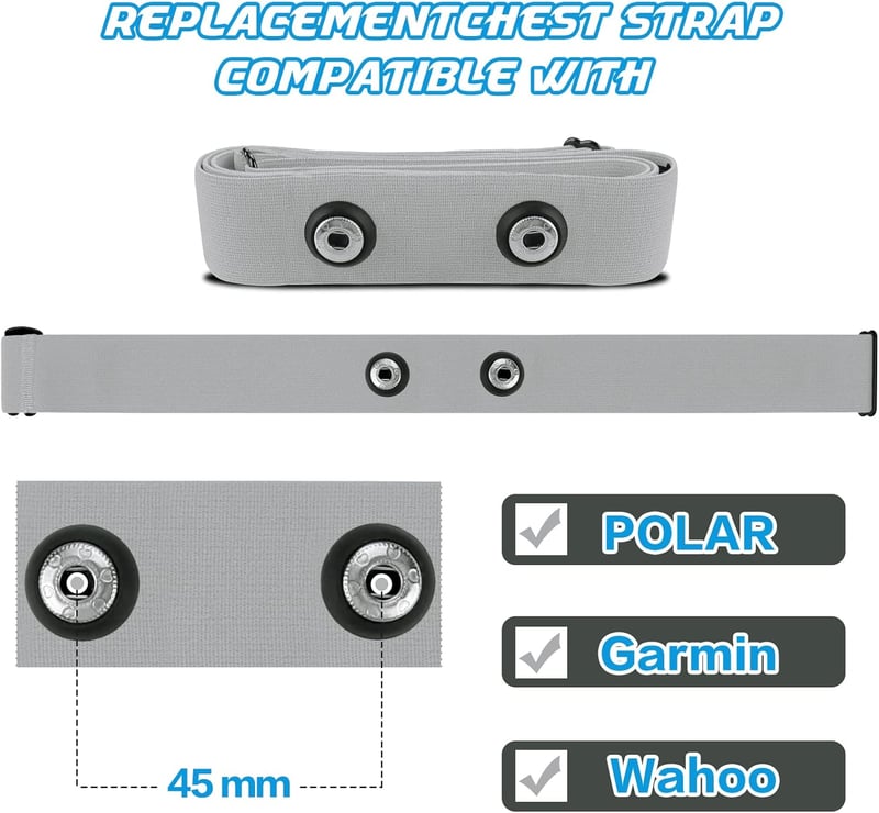 Polar, Garmin, Wahoo kompatibilis állítható mellkaspánt pulzusmérővel - Onlyesh szürke