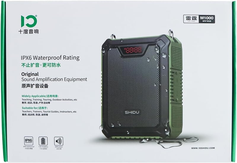 SHIDU 30W hordozható Bluetooth hangosító, vízálló, vezeték nélküli mikrofonnal