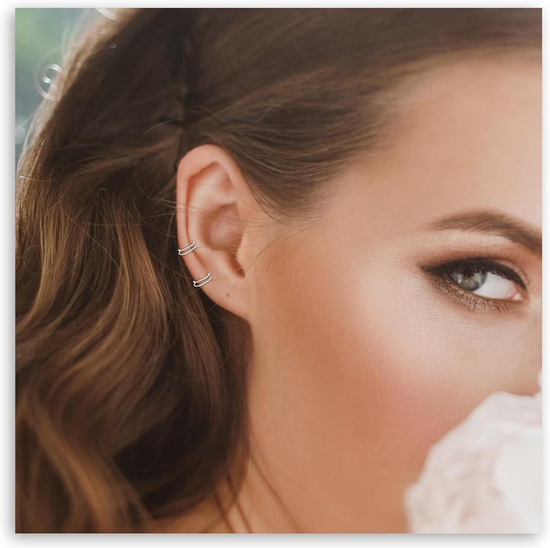DIVINA VITAE 8 db Orr Piercing Szett - Spirál és Dupla Karika Orrpiercing, Helix Piercing, 316L Sebészeti Acél, 8/10 mm, Fekete és Ezüst