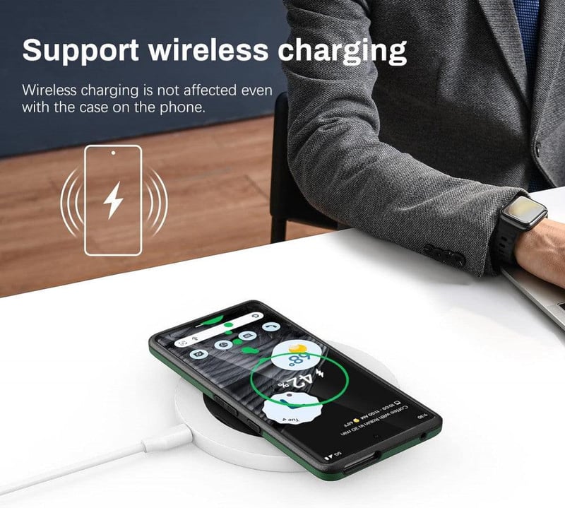Google Pixel 7 Pro Zöld Védőtok - SwanScout Dupla Rétegű, Vezeték Nélküli Töltéssel
