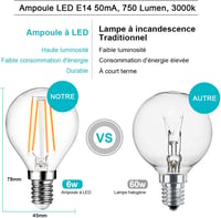 LED Filament E14 G45 Izzó - 6W Vintage Meleg Fehér 3000K 750lm - Halogén 60W Helyettesítő - Nem Szabályozható - 6 db Csomag 2